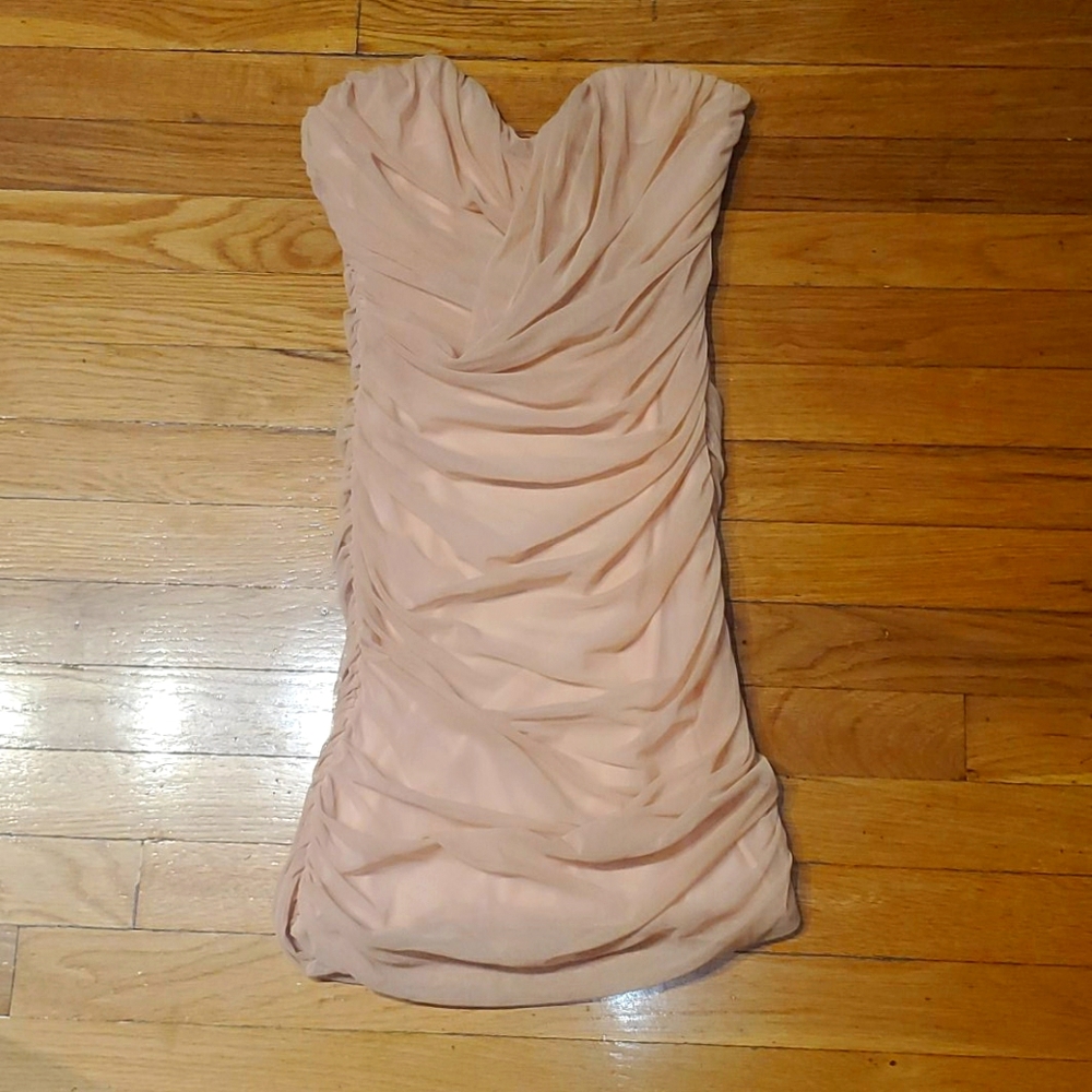 LUSH Pink Mesh Strapless Dress Size MEDIUM